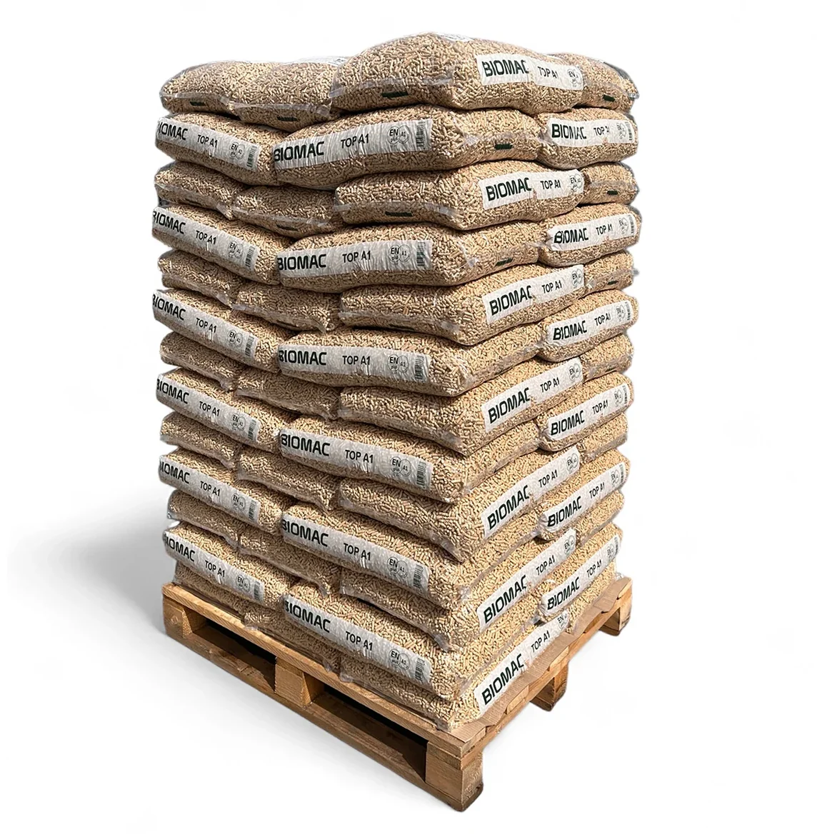 BIOMAC ENplus A1 Houtpellets Tschechien 975kg 65 Saecke pallet