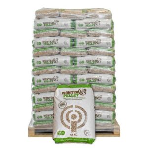 Pallet Wonterspan houtpellets 65 zakken x 15kg (975kg)