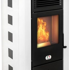 STUFE A PELLET ITALIA Colorado Geventileerde luchtkachel, 92% efficiëntie, verwarmt 140 m², looptijd 15 uur, programmeerbaar, 5 snelheden en vermogens, 15 kW, wit [Energieklasse A++]